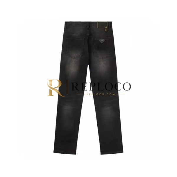 ✨[프라다]Prada 2024 Mens Classic Logo Denim Pants - 프라다 2024 남성 클래식 로고 데님 팬츠 Pra02183x.Size(29 - 40).블랙