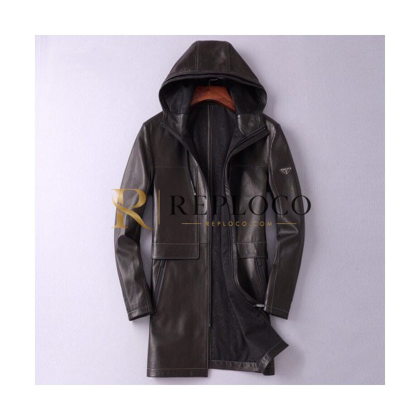 ✨Prada 2019 Mens Logo Casual Leather Jacket - 프라다 2019 남성 로고 캐쥬얼 가죽 자켓 Pra0796x.Size(m - 3xl).블랙