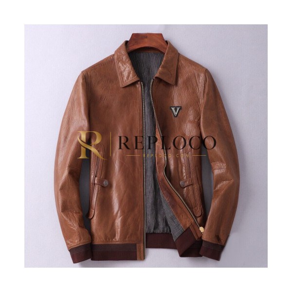 ✨Louis vuitton 2019 Mens Logo Leather Jacket - 루이비통 2019 남성 로고 가죽 자켓 Lou01387x.Size(m - 3xl).브라운