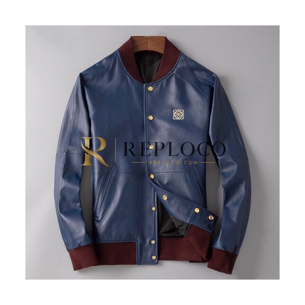✨Loewe 2019 Mens Causal Leather Jacket - 로에베 2019 남성 캐쥬얼 가죽 자켓 Loe0113x.Size(l - 4xl).블루