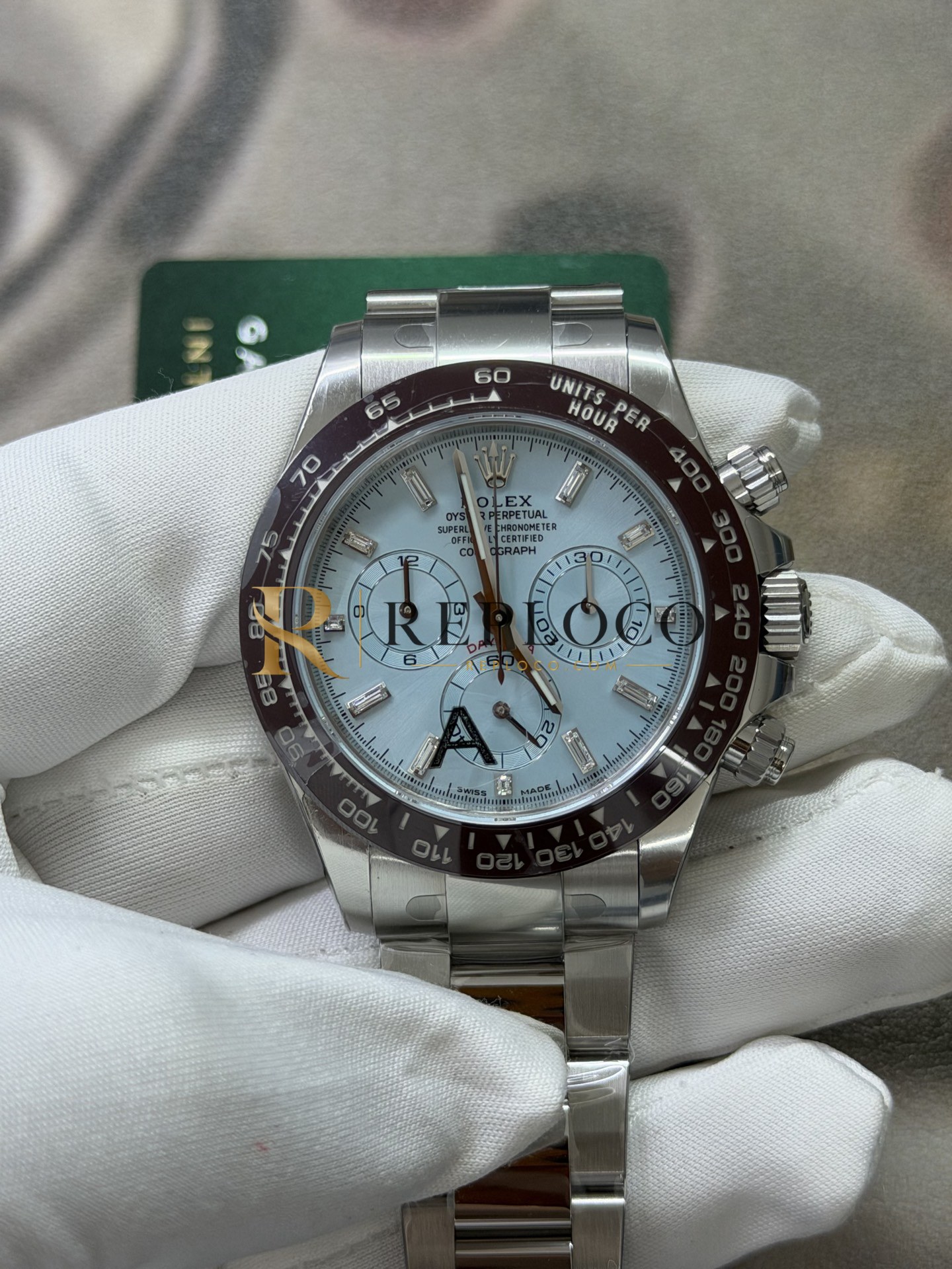 VS 공장 롤렉스 코스모그래프 데이토나 40mm 116506 플래티넘 아이스 블루 바게트 다이아몬드 다이얼 1:1 슈퍼클론 DD4130 무브먼트