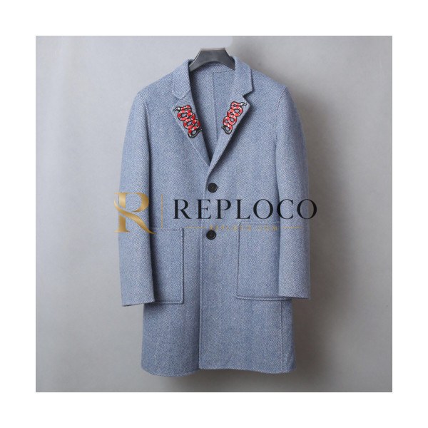 ✨Gucci 2019 Mens Patches Cashmere Coat - 구찌 2019 남성 패치 캐시미어 코트 Guc01321x.Size(m - 3xl).스카이블루