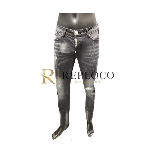 ✨Philipp Plein 2020 Mens Logo Casual Denim Jeans - 필립플레인 2020 남성 로고 캐쥬얼 데님 청바지 Phi0102x.Size(29 - 40).블랙