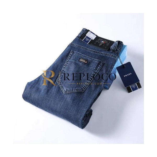 ✨[프라다]Prada 2020 Mens Classic Logo Denim Pants - 프라다 2020 남성 클래식 로고 데님 팬츠 Pra01016x.Size(29 - 42).블루