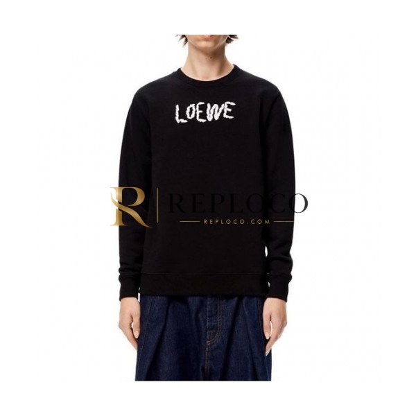 ✨Loewe Mens Logo Crew-neck Cotton Tshirts Black - 로에베 2021 남성 로고 크루넥 코튼 긴팔티 Loe0494x Size(xs - l) 블랙