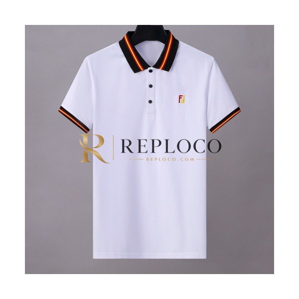 ✨[펜디]Fendi 2020 Mens Logo Casual Short Sleeved Polo Tshirts - 펜디 2020 남성 로고 캐쥬얼 코튼 폴로 반팔티 Fen0783x.Size(m - 3xl).화이트