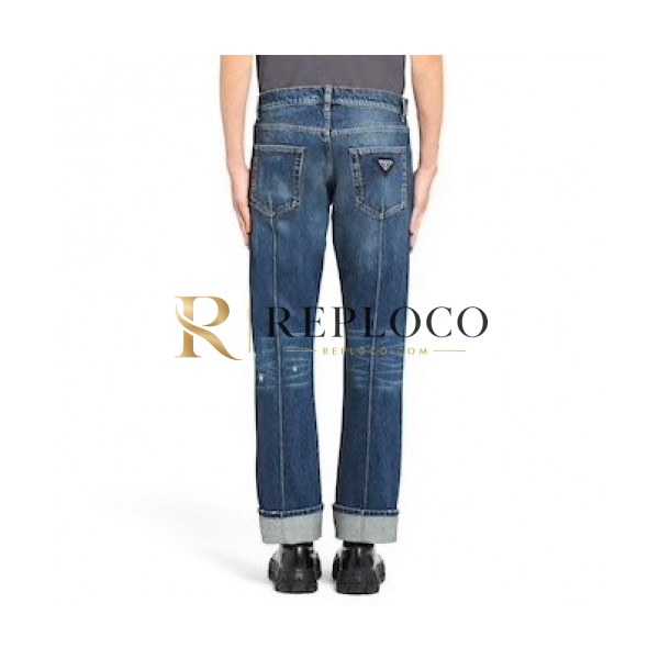 ✨[프라다]Prada 2020 Mens Classic Logo Denim Pants - 프라다 2020 남성 클래식 로고 데님 팬츠 Pra01031x.Size(30 - 38).블루