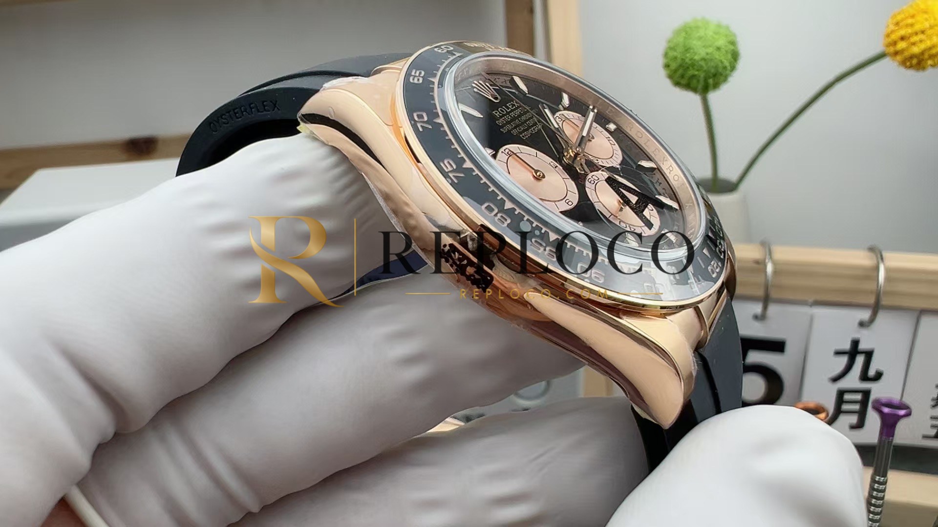 VS 공장 롤렉스 코스모그래프 데이토나 40mm 126515LN 블랙 다이얼 에버로즈 골드 러버 스트랩 1:1 슈퍼클론 DD4131 무브먼트 - 이미지 3