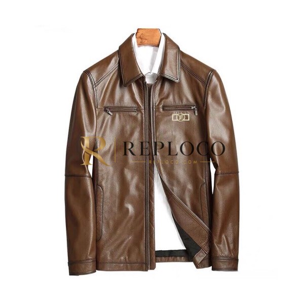 ✨Louis vuitton 2019 Mens Logo Leather Jacket - 루이비통 2019 남성 로고 가죽 자켓 Lou01420x.Size(l - 4xl).브라운