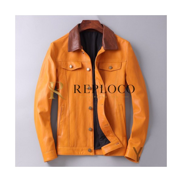 ✨Louis vuitton 2019 Mens Logo Leather Jacket - 루이비통 2019 남성 로고 가죽 자켓 Lou01383x.Size(l - 4xl).오렌지