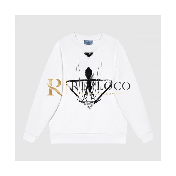 ✨Prada Mens Crew-neck Cotton Tshirts White - 프라다 2021 남성 로고 크루넥 코튼 긴팔티 Pra02424x Size(xs - l) 화이트