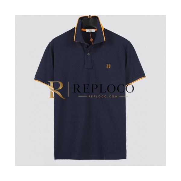 ✨Hermes 2020 Mens Crew-neck Silket Short Sleeved Polo Tshirts - 에르메스 2020 남성 크루넥 실켓 폴로 반팔티 Her0419x.Size(m - 2xl).네이비