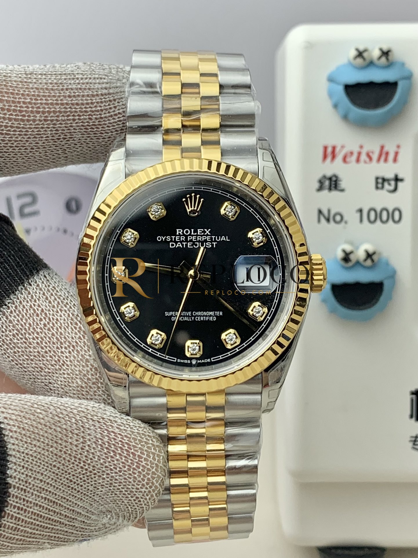 VS 공장 롤렉스 데이트저스트 36mm 126233 투톤 옐로우골드 블랙 다이아몬드 다이얼 주빌리 브레이슬릿 1:1 슈퍼클론 DD3235 무브먼트