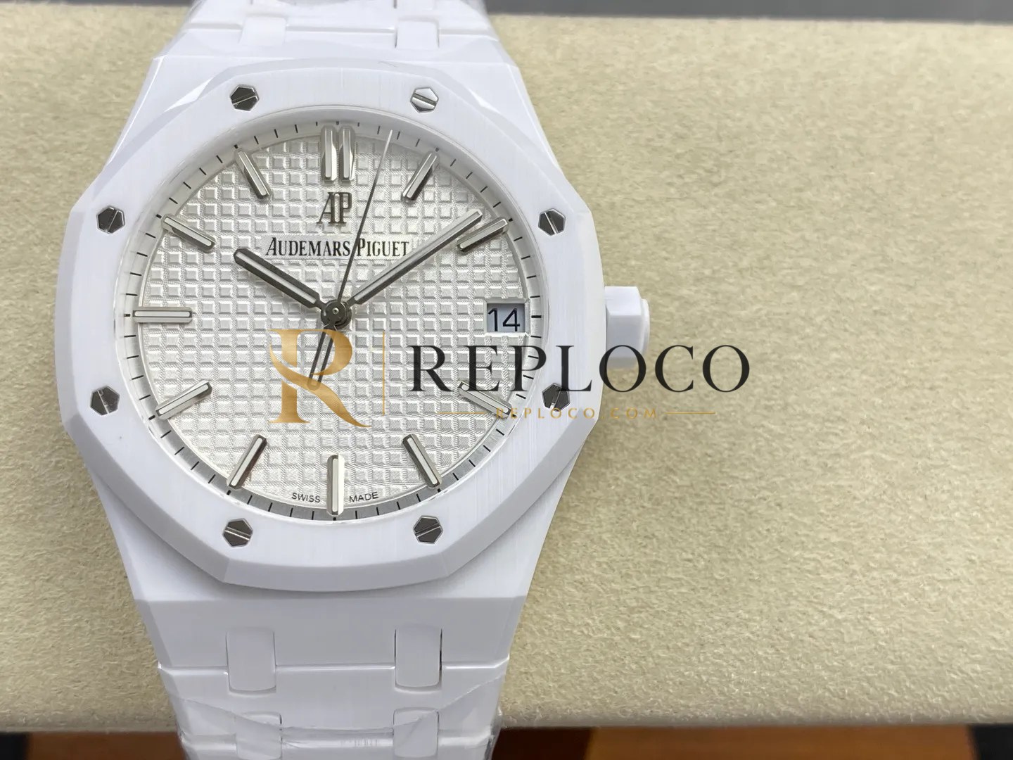 AP 로열 오크 41mm 15500 화이트 세라믹 ZF 1:1 베스트 에디션 화이트 다이얼 세라믹 브레이슬릿 SA4302 프리스프링