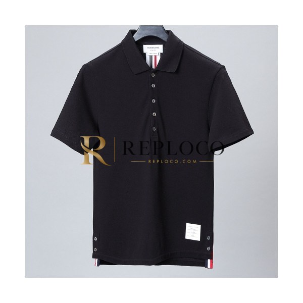 ✨[톰브라운]Thom Browne 2020 Mm/Wm Casual Cotton Short Sleeved Polo Tshirts - 톰브라운 2020 남자 로고 코튼 폴로 반팔티 Tho0658x.Size(s - 2xl).블랙