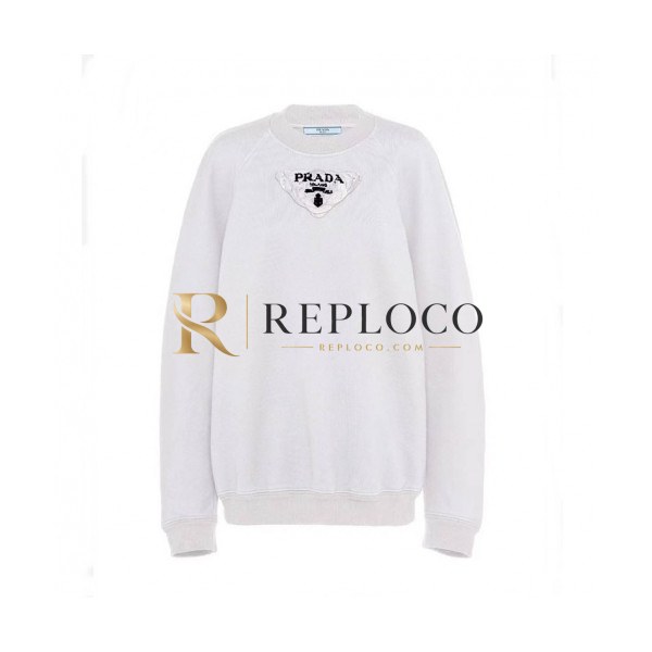 ✨Prada Mens Crew-neck Cotton Tshirts White - 프라다 2021 남성 로고 크루넥 코튼 긴팔티 Pra01246x.Size(s - l).화이트