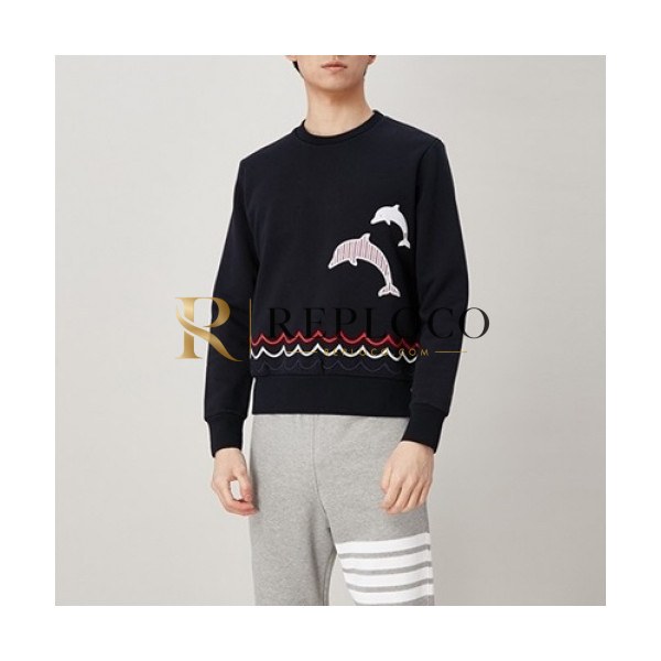 ✨[톰브라운]Thom Browne 2020 Mm/Wm Crew-neck Tshirts - 톰브라운 2020 남/녀 크루넥 긴팔티 Thom01031x.Size(s - xl).네이비