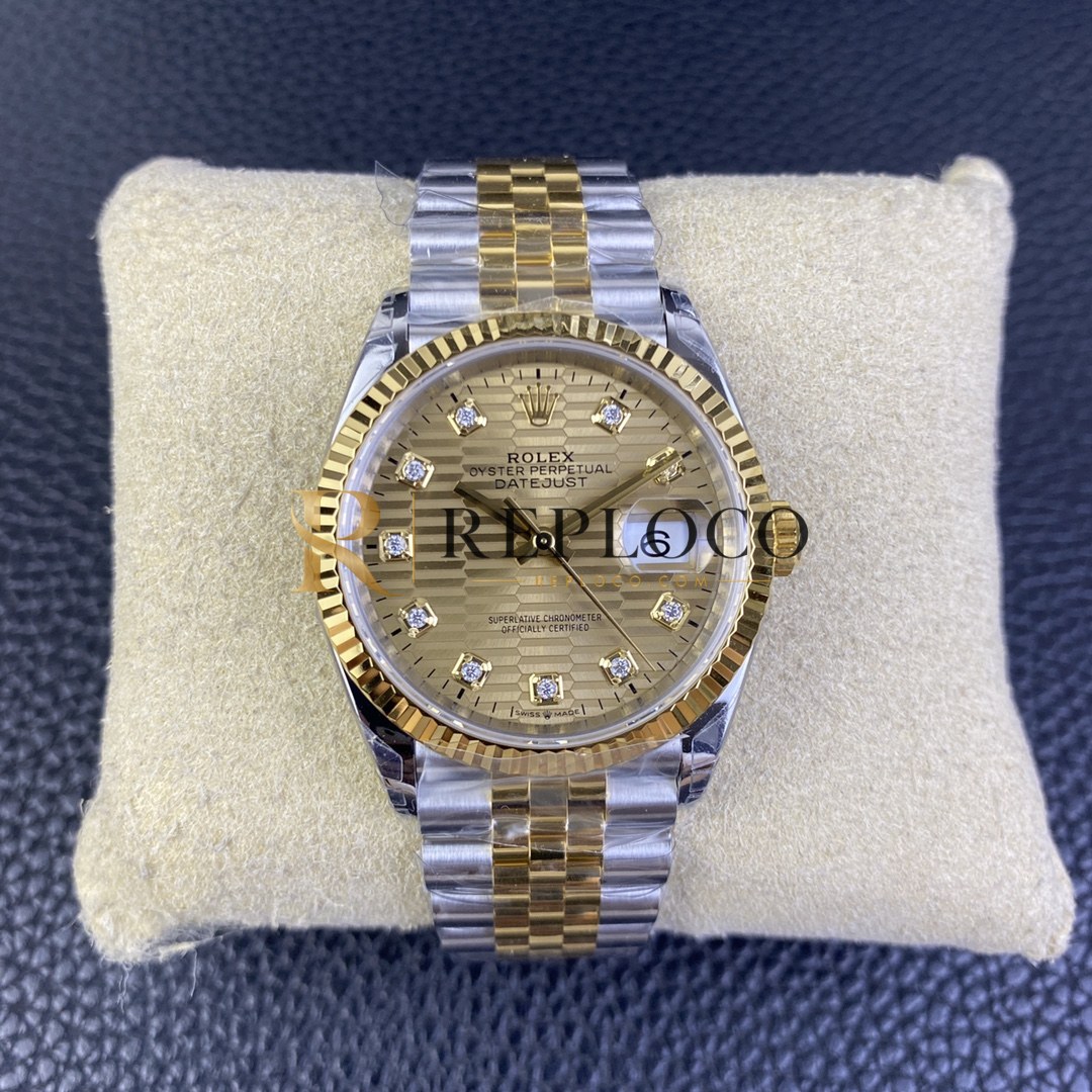 VS 공장 롤렉스 데이저스트 36mm 126233 투톤 옐로우 골드 골든 플루티드 모티프 다이아몬드 다이얼 쥬빌리 브레이슬릿 1:1 슈퍼클론 DD3235 무브먼트