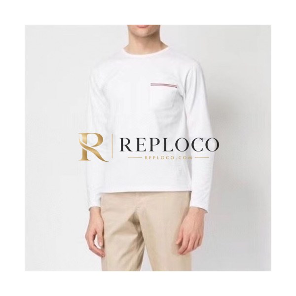✨[톰브라운]Thom Browne 2021 Mens Strap Crew-neck Cotton Tshirts - 톰브라운 2021 남성 스트랩 크루넥 코튼 긴팔티 Thom01200x.Size(1 - 5).화이트