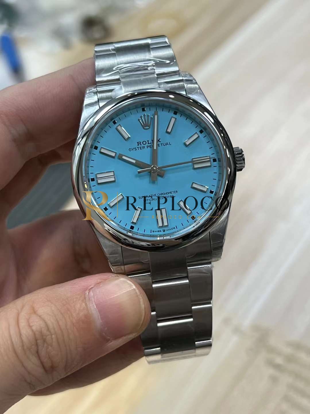 VS 공장 롤렉스 오이스터 퍼페츄얼 41mm 124300 터콰이즈 “티파니” 블루 래커 다이얼 스무스 베젤 오이스터 브레이슬릿 1:1 슈퍼클론 DD3230 무브먼트