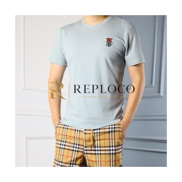 ✨Burberry 2019 Mens Logo Polo Cotton Short Sleeved Tshirt - 버버리 남성 로고 폴로 코튼 반팔티 BurTS0005.Size(m - 3xl).스카이 블루