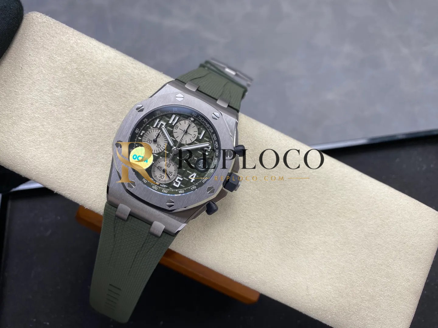OCTA 공장 오데마피게 로얄오크 크로노그래프 그린 다이얼 스틸 러버밴드 42mm 26238