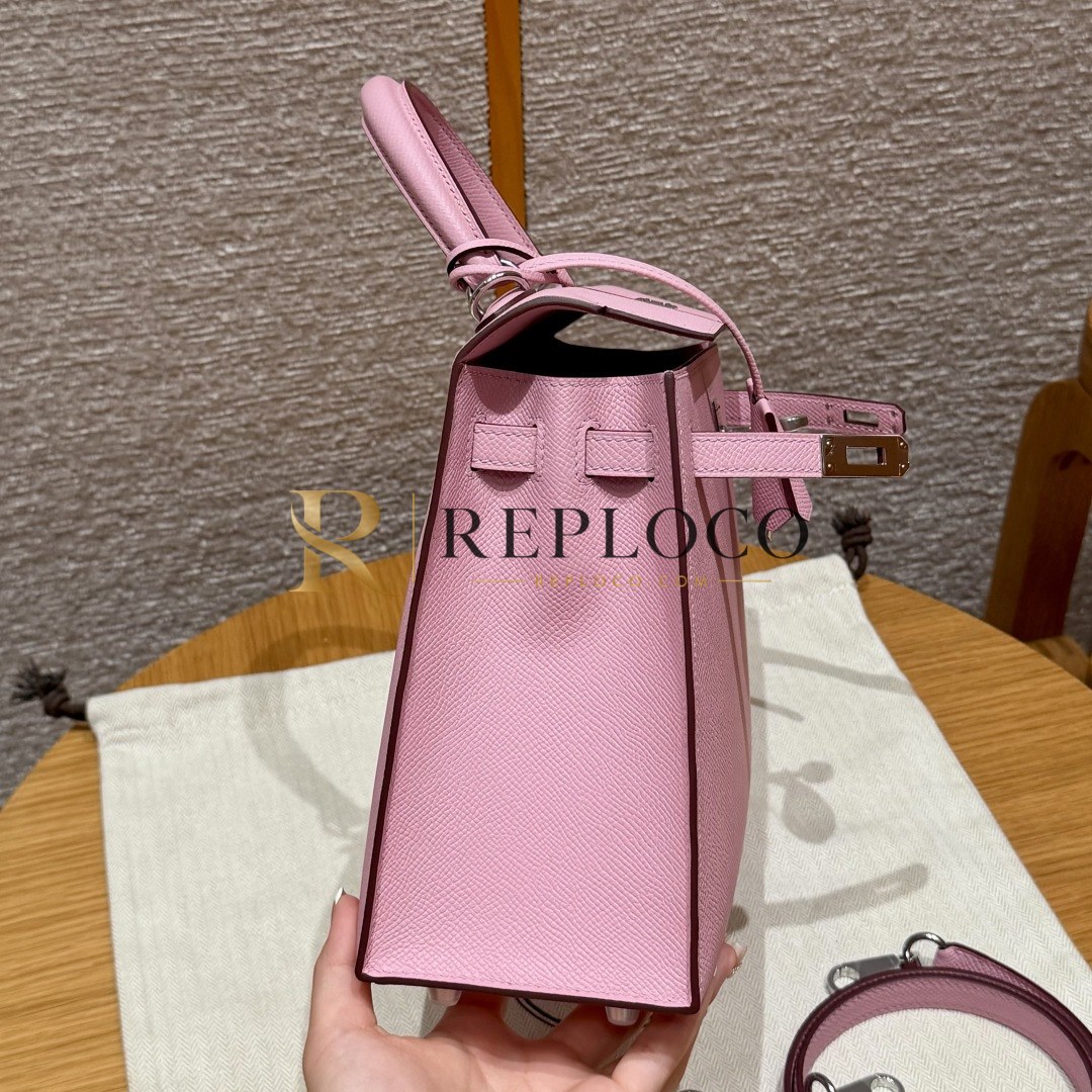 올수공 에르메스 켈리 25 Mauve Sylvestre 앱송 가죽 팔라듐 하드웨어 상세 이미지 12