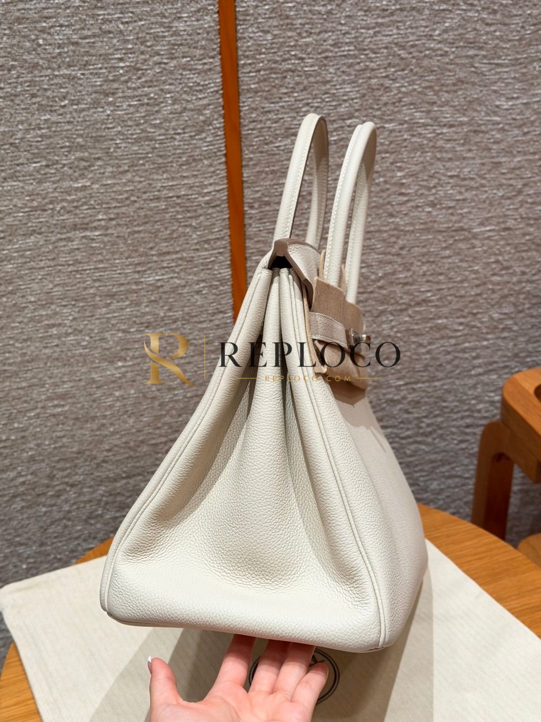 올수공 에르메스 버킨 35 Craie 토고 가죽 팔라듐 하드웨어 상세 이미지 2