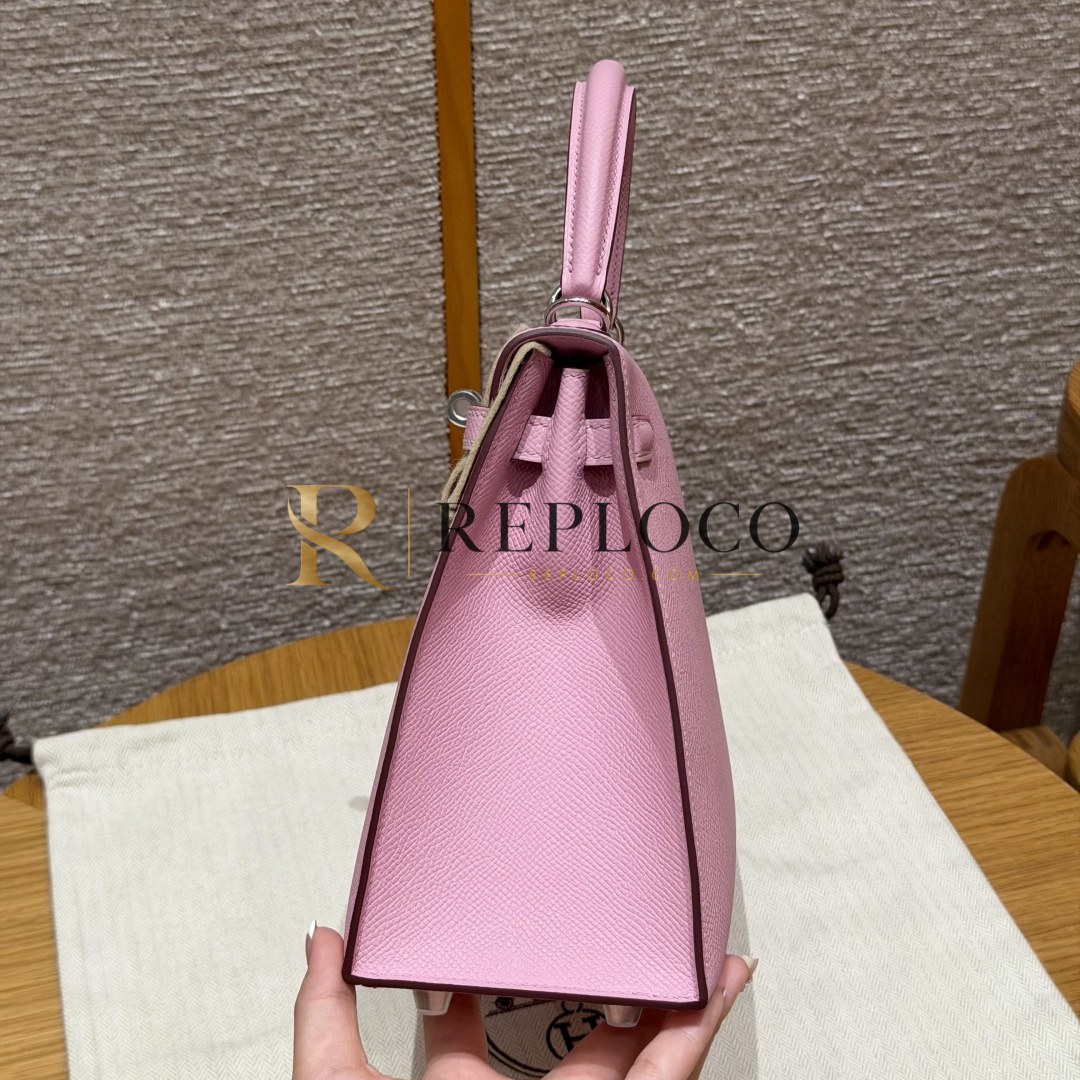 올수공 에르메스 켈리 25 Mauve Sylvestre 앱송 가죽 팔라듐 하드웨어 상세 이미지 3