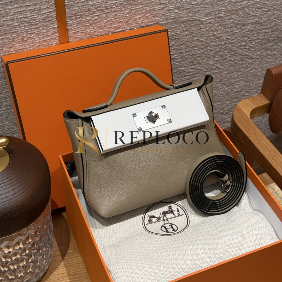 올수공 에르메스 2424백 21 Beige Marfa & new white 스위프트 가죽 팔라듐 하드웨어
